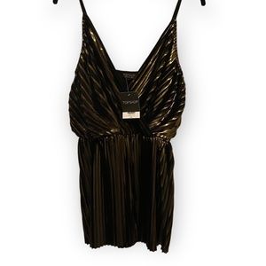 NWT Topshop Gold Metallic Pleated Romper - Size 6